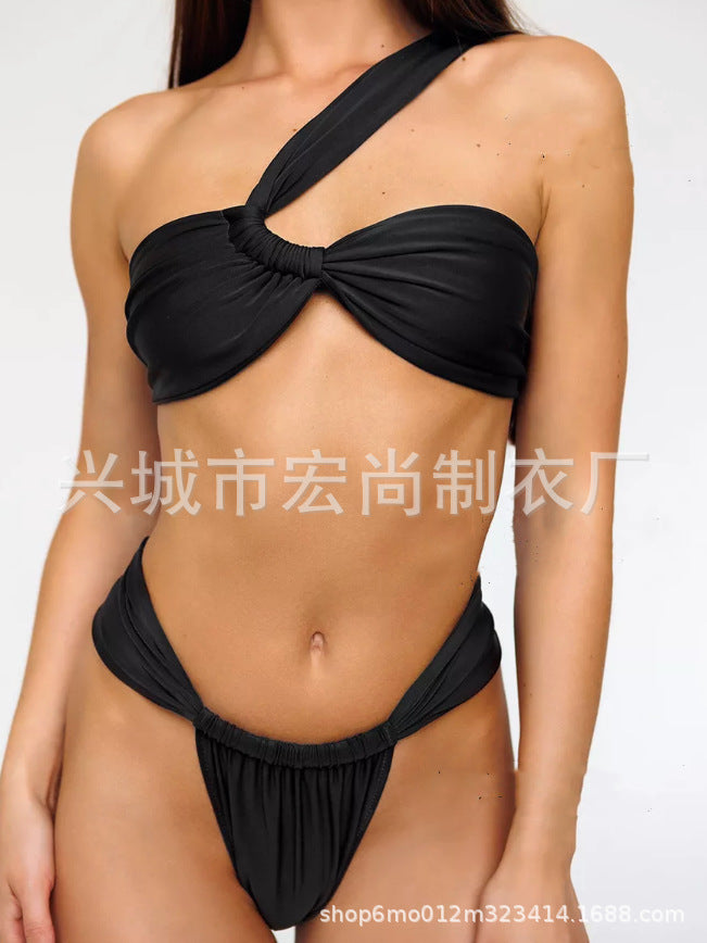 Wholesale  Split Bikini 2025Bikini One-Shoulder Swimsuit Sexy Backless Swimsuit  Large Size